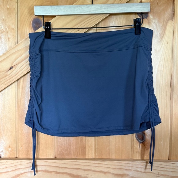 Athleta Other - Athleta Splash Swim Skirt Womens Medium Gray Ruched Side Cinch Athletic Poolside
